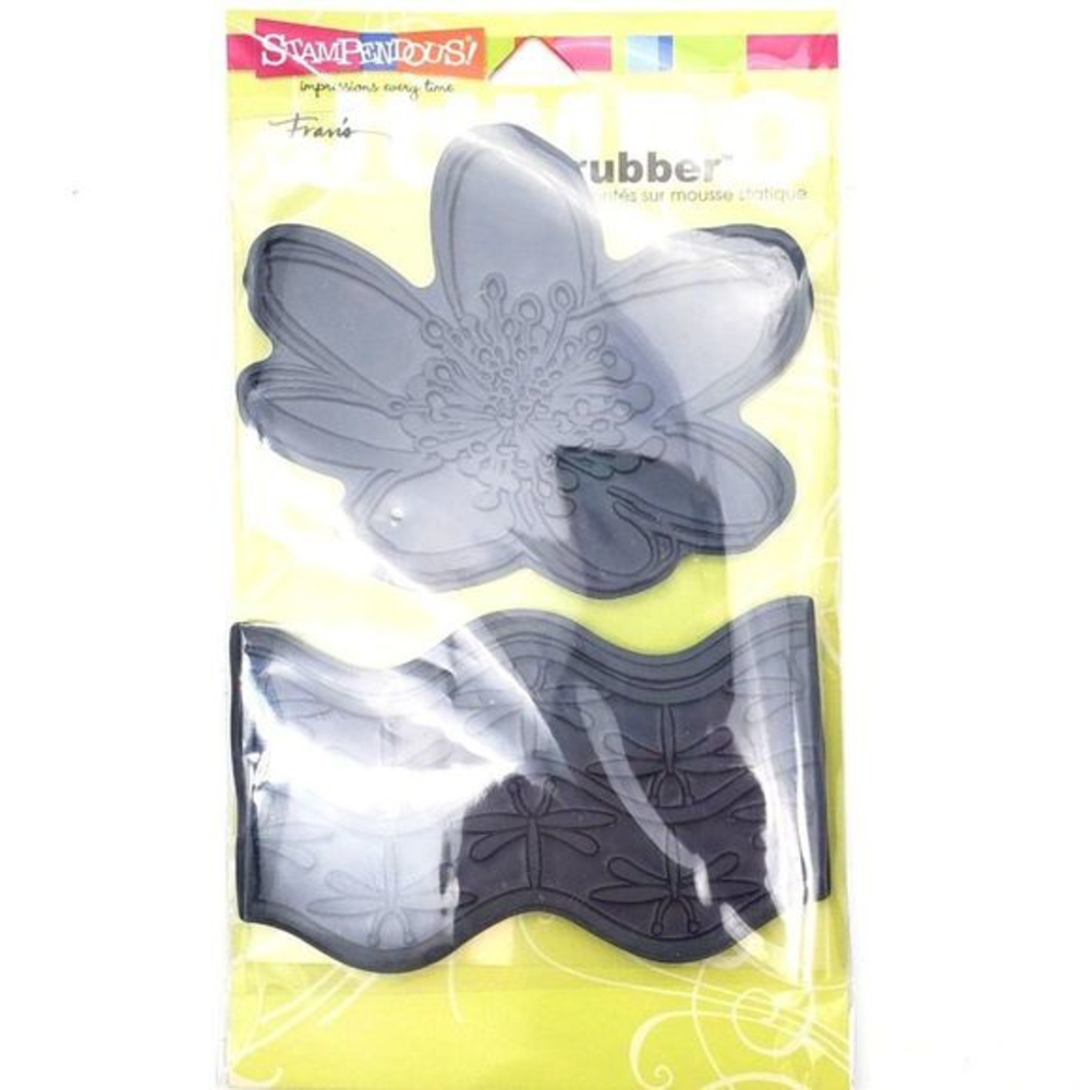 Stampendous Jumbo Cling Water Lily Rubber‎ Stamp Set - CRS5004 - NEW Dragonfly
